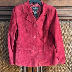 Brandon Thomas Deep Red Suede Blazer